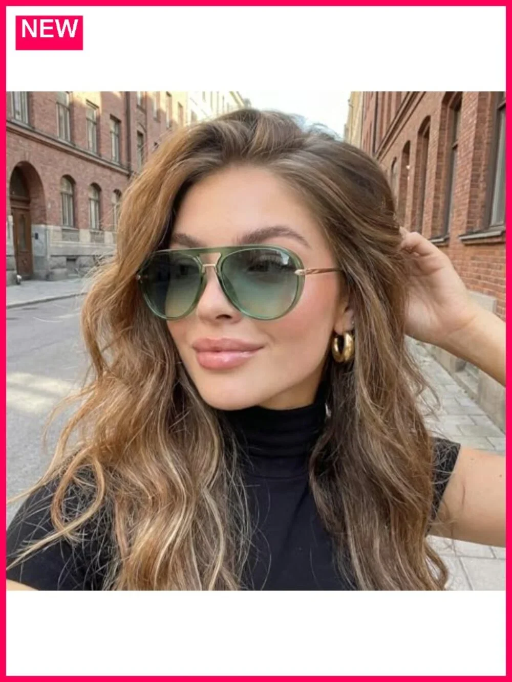 Oversized Aviator Sunglasses for Women Retro UV Protection